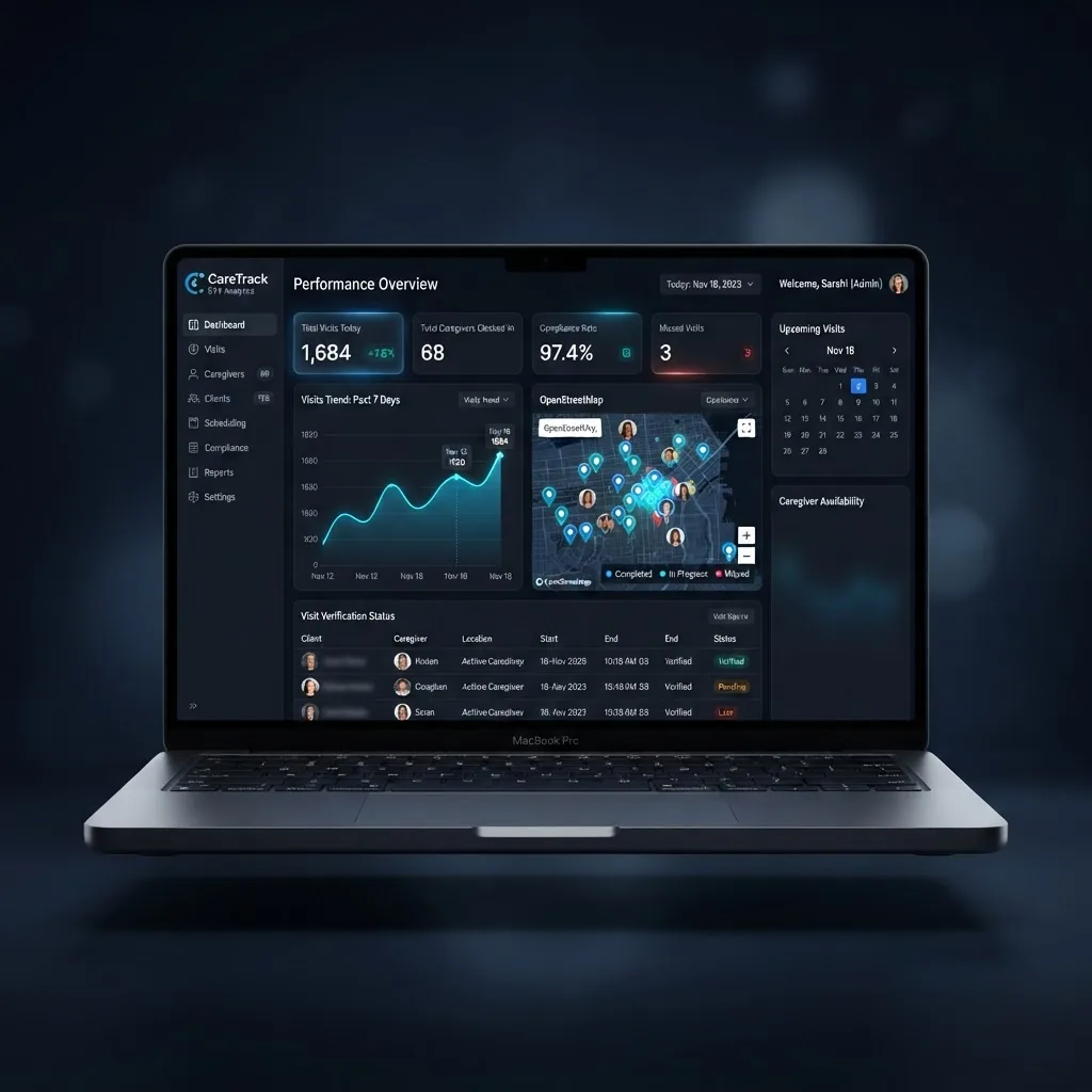Operations console — Live visit status, exceptions and revenue on one screen.